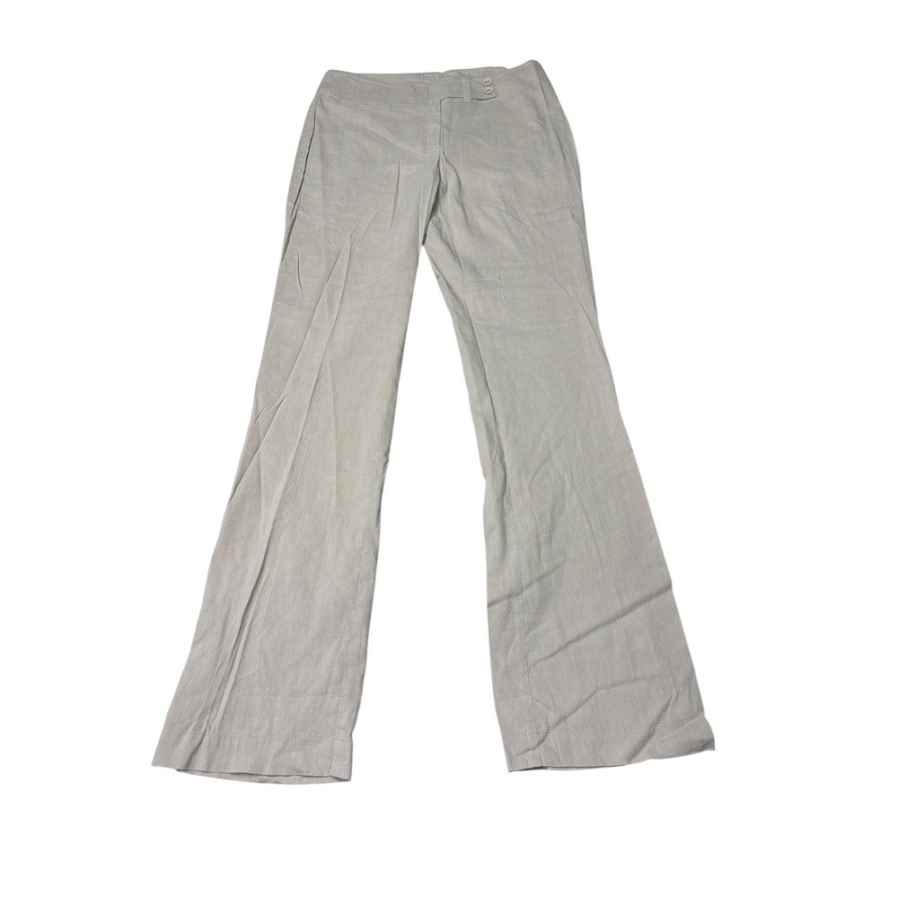 Eileen Fisher Italian Linen Wide Leg Trousers Light Gray Stone Size XS W28 L32